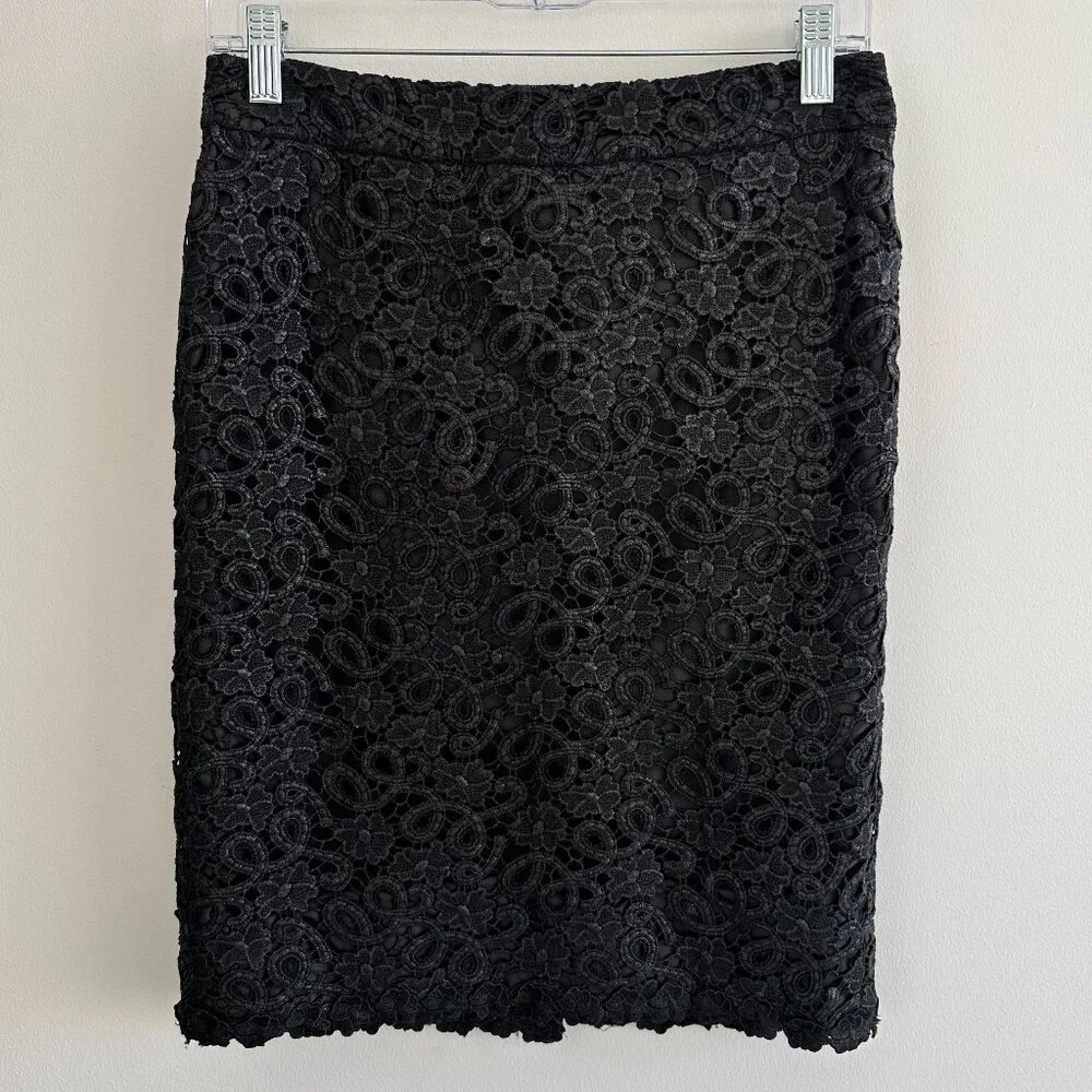 Kate Spade Black Crochet Lined Judy Lace Pencil Skirt Size 6